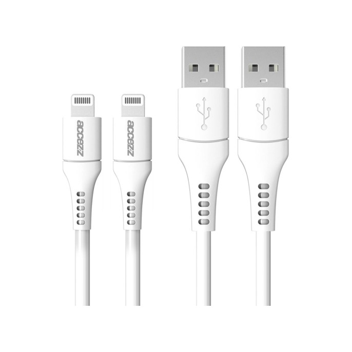 Accezz 2 pack lightning naar usb kabel - mfi certificering - 2 meter - wit