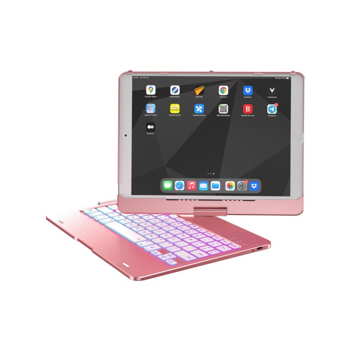 Accezz 360 slim keyboard bookcase qwerty ipad 10.2 inch (2019/2020/2021) / air 5 (2022) / air 4 (2020) / ipad pro 10.5 (2017) - rosé goud