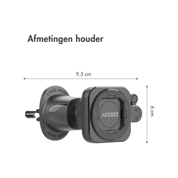 Accezz easylock telefoonhouder auto - inclusief hoesje iphone 14 pro - ventilatierooster - 360 graden draaibaar - zwart