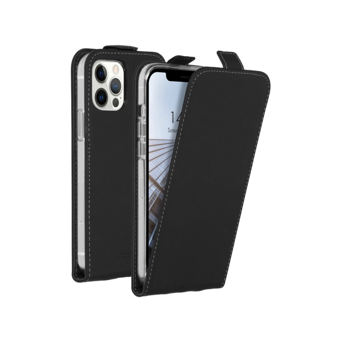 Accezz flipcase iphone 12 (pro) - zwart