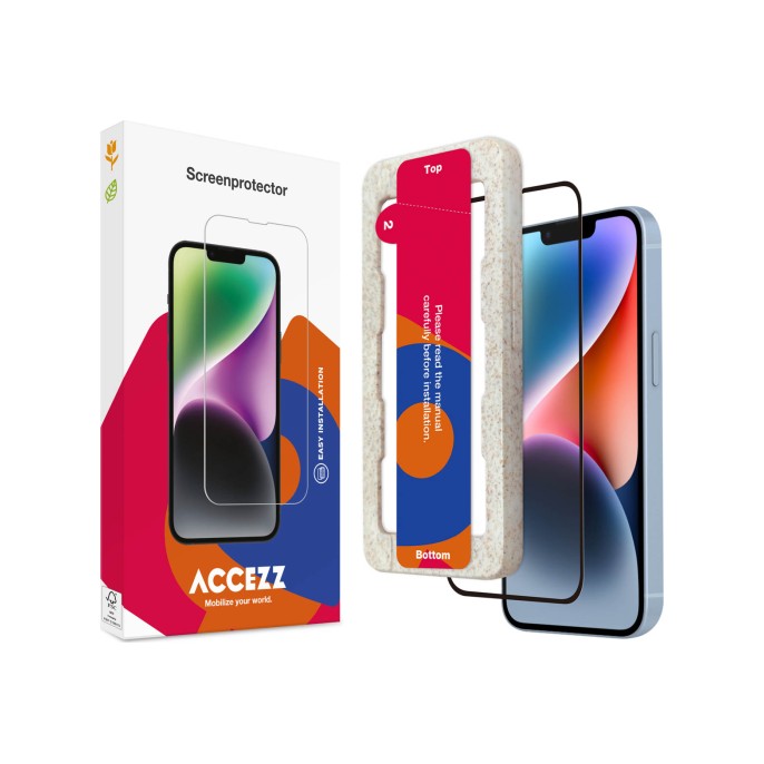 Accezz gehard glas full cover screenprotector met applicator iphone 13 / 13 pro / 14 - transparant