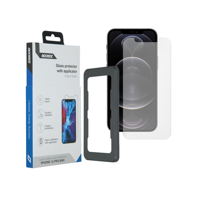 Accezz glass screenprotector + applicator iphone 12 pro max