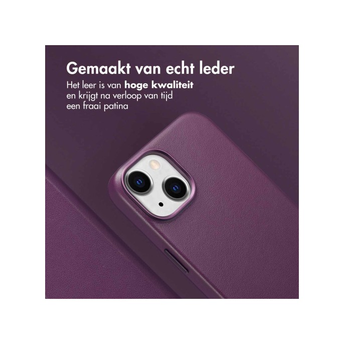 Accezz leather bookcase 2-in-1 met magsafe iphone 14 - heath purple