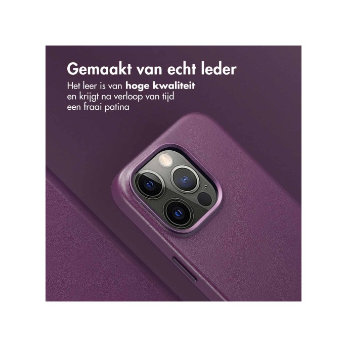 Accezz leather bookcase 2-in-1 met magsafe iphone 14 pro - heath purple