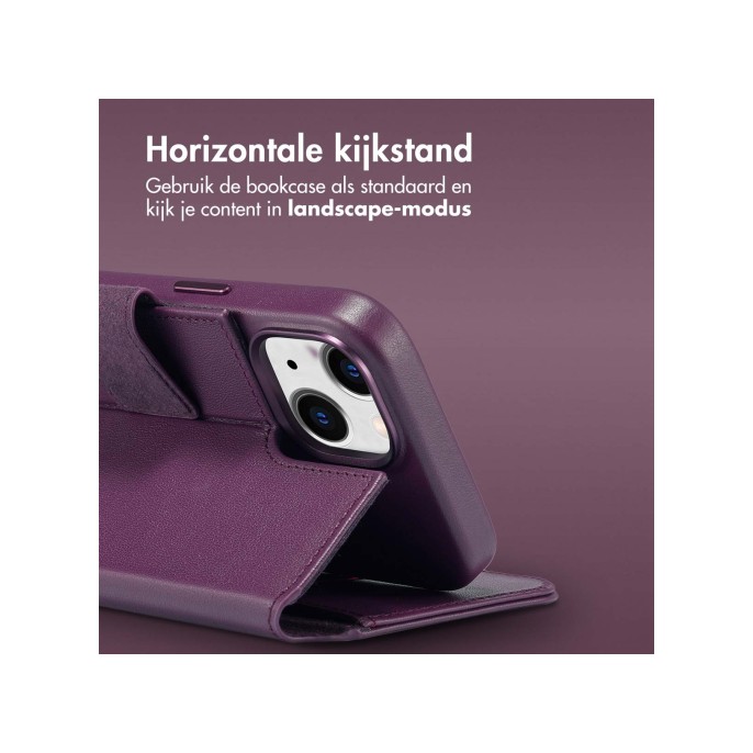 Accezz leather bookcase 2-in-1 met magsafe iphone 15 - heath purple