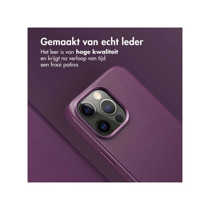 Accezz leather bookcase 2-in-1 met magsafe iphone 15 pro max - heath purple