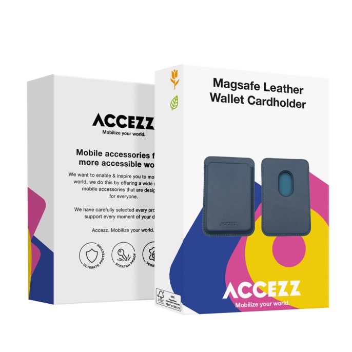 Accezz leather cardholder magsafe - kaarthouder met magsafe - nightfall blue