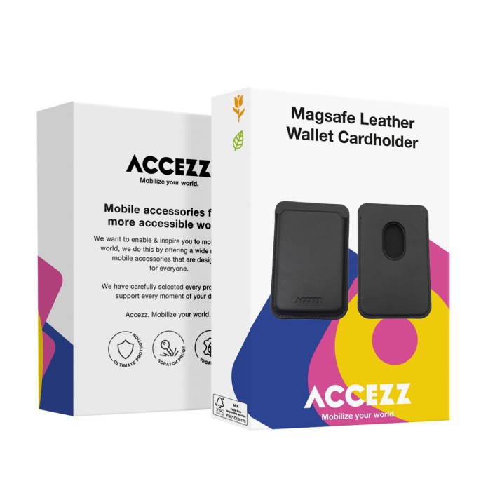 Accezz leather cardholder magsafe - kaarthouder met magsafe - onyx black