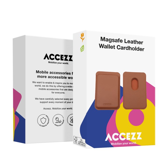 Accezz leather cardholder magsafe - kaarthouder met magsafe - sienna brown