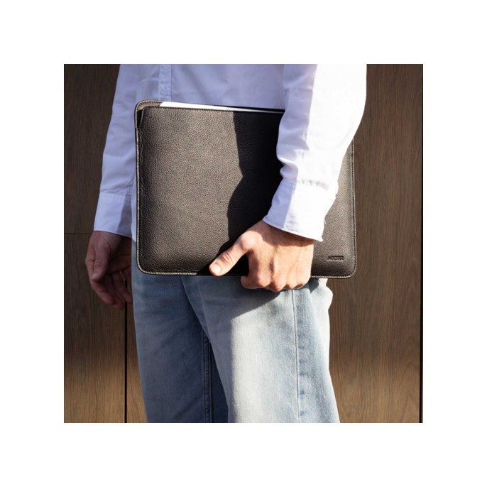 Accezz leather laptop hoes macbook 13 inch - laptopsleeve - zwart