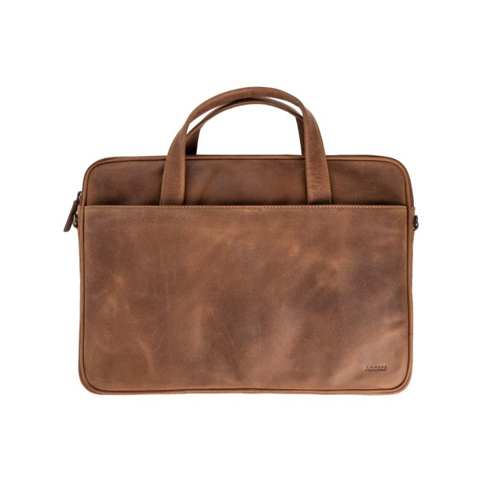 Accezz leather laptoptas 16 inch - cognac