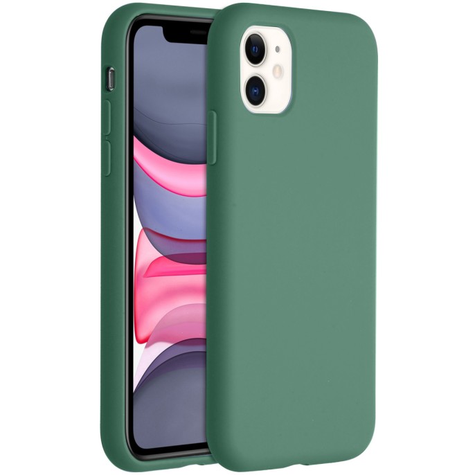 Accezz liquid silicone backcover iphone 11 - donkergroen