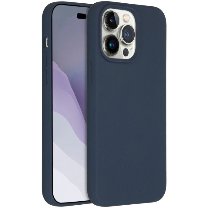 Accezz liquid silicone backcover iphone 14 pro max - donkerblauw