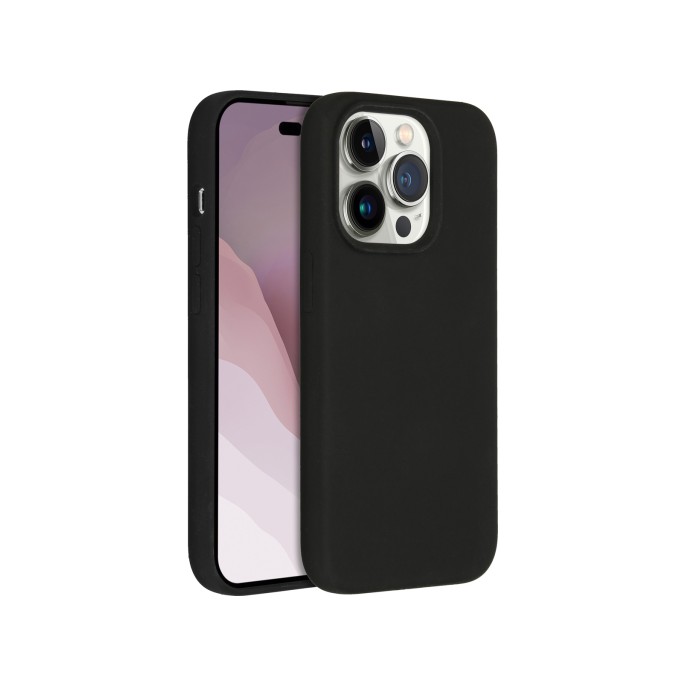 Accezz liquid silicone backcover iphone 14 pro - zwart