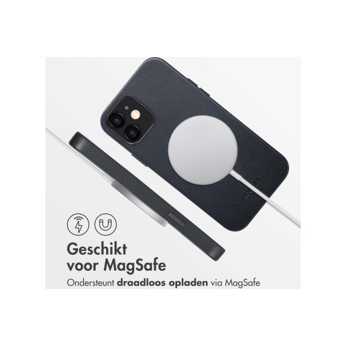 Accezz magsafe leather backcover iphone 12 (pro) - onyx black