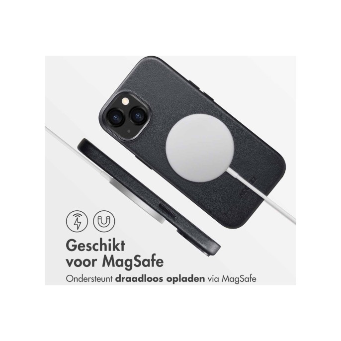 Accezz magsafe leather backcover iphone 13 - onyx black