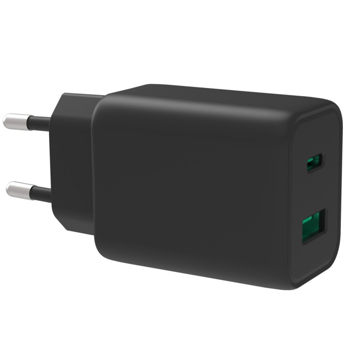 Accezz power plus wall charger - oplader usb-c & usb aansluiting - power delivery - 33w - zwart