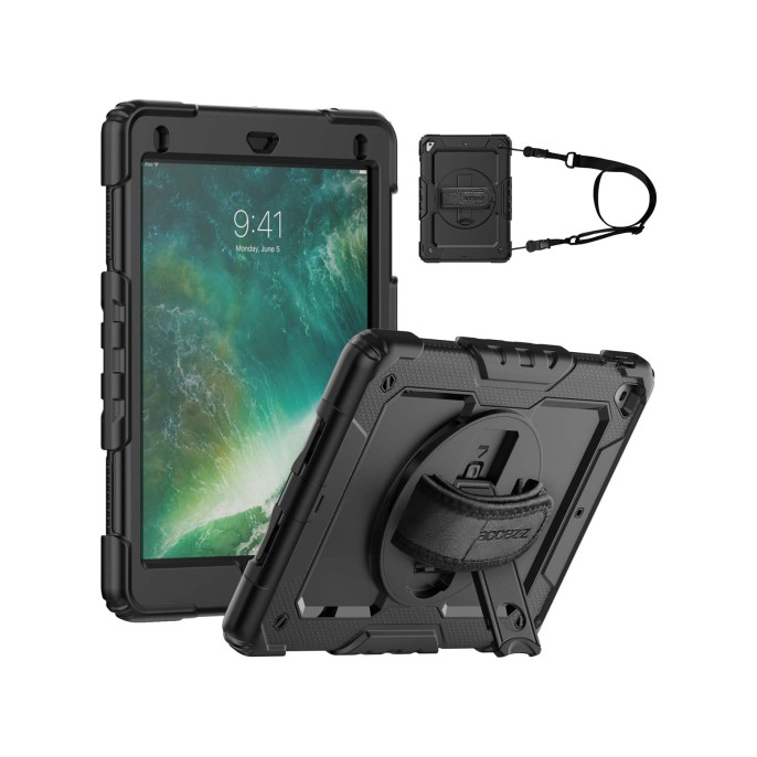 Accezz rugged backcover met schouderstrap ipad (2017 / 2018) - zwart