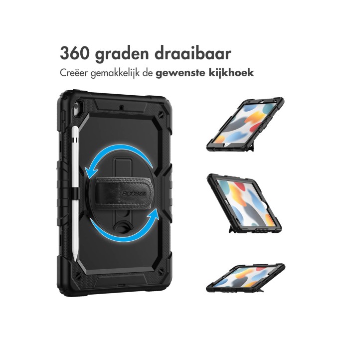 Accezz rugged backcover met schouderstrap ipad 9 (2021) 10.2 inch / ipad 8 (2020) 10.2 inch / ipad 7 (2019) 10.2 inch - zwart