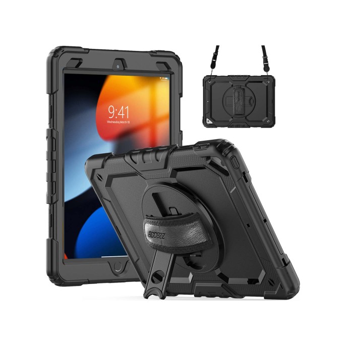 Accezz rugged backcover met schouderstrap ipad air 3 (2019) / pro 10.5 (2017) - zwart