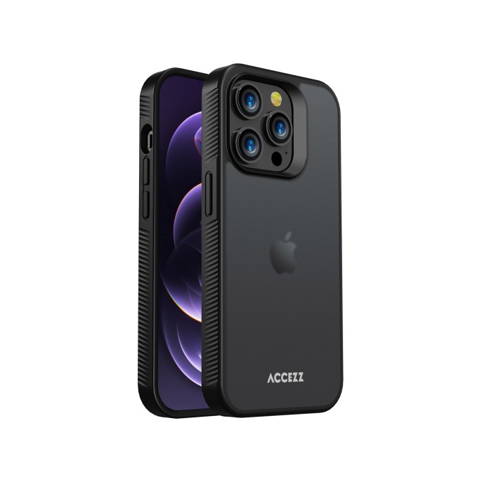 Accezz rugged frosted backcover iphone 14 pro - zwart