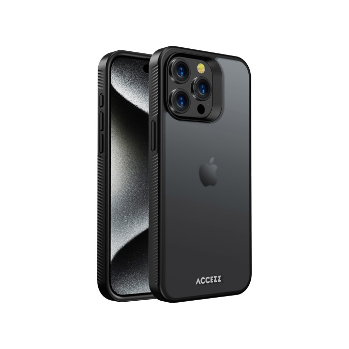 Accezz rugged frosted backcover iphone 15 pro max - zwart