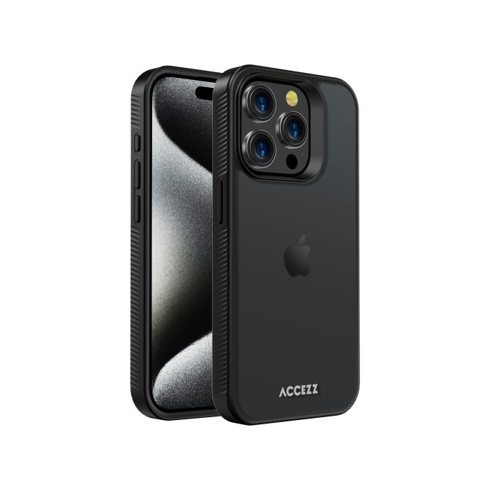 Accezz rugged frosted backcover iphone 15 pro - zwart