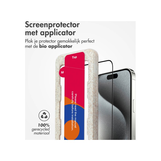 Accezz triple strong full cover glas screenprotector met applicator iphone 15 pro max - transparant