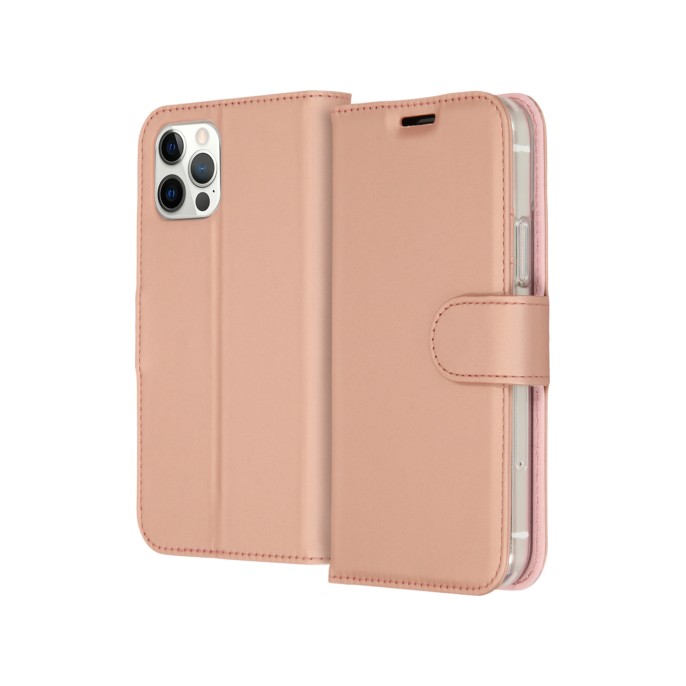 Accezz wallet softcase bookcase iphone 12 (pro) - rosé goud