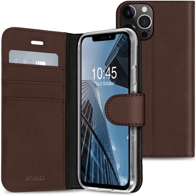 Accezz wallet softcase bookcase iphone 13 pro - donkerbruin