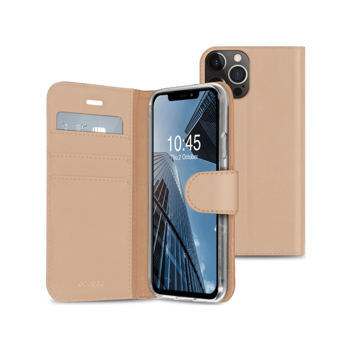 Accezz wallet softcase bookcase iphone 13 pro - goud