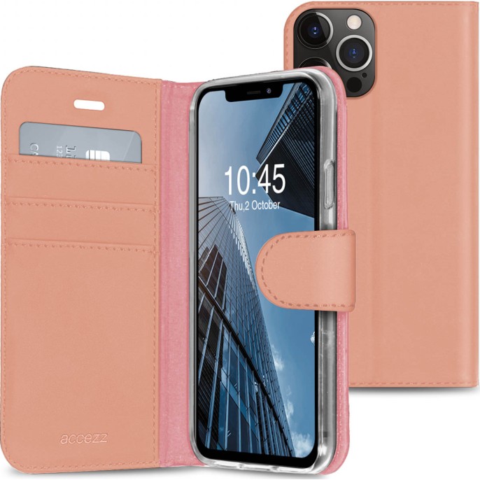 Accezz wallet softcase bookcase iphone 13 pro - rosé goud