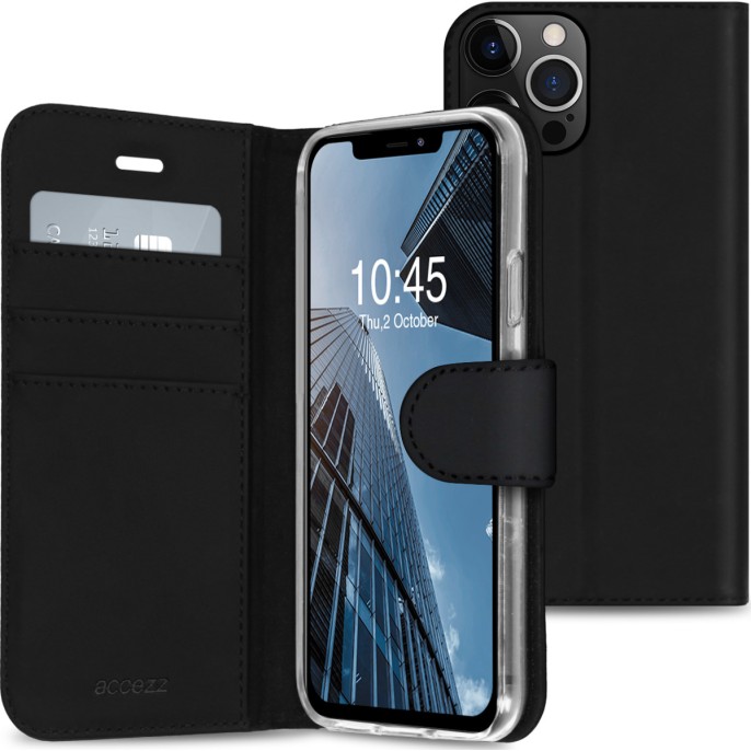 Accezz wallet softcase bookcase iphone 13 pro - zwart