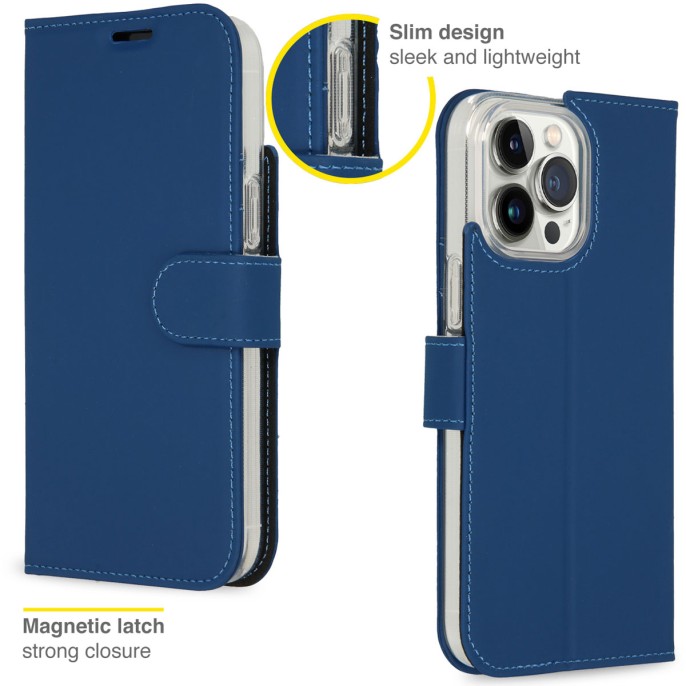 Accezz wallet softcase bookcase iphone 14 pro max - donkerblauw