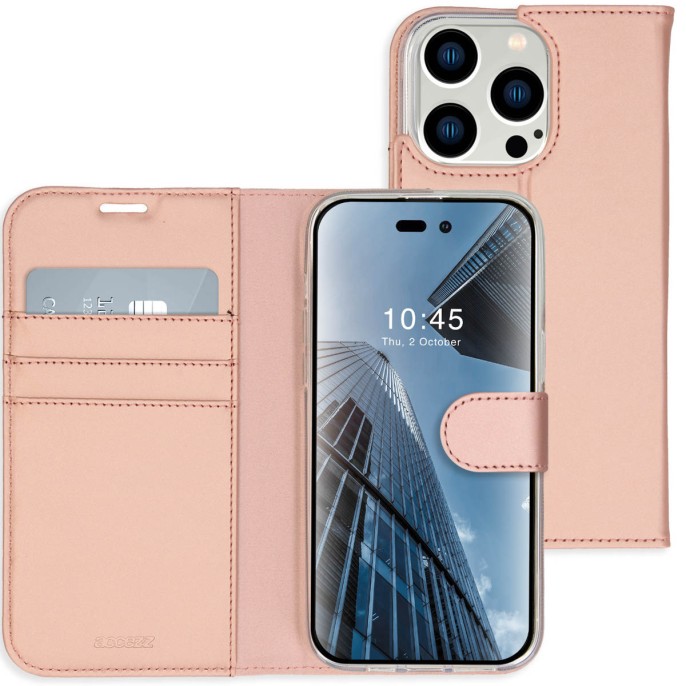 Accezz wallet softcase bookcase iphone 14 pro max - rosé goud