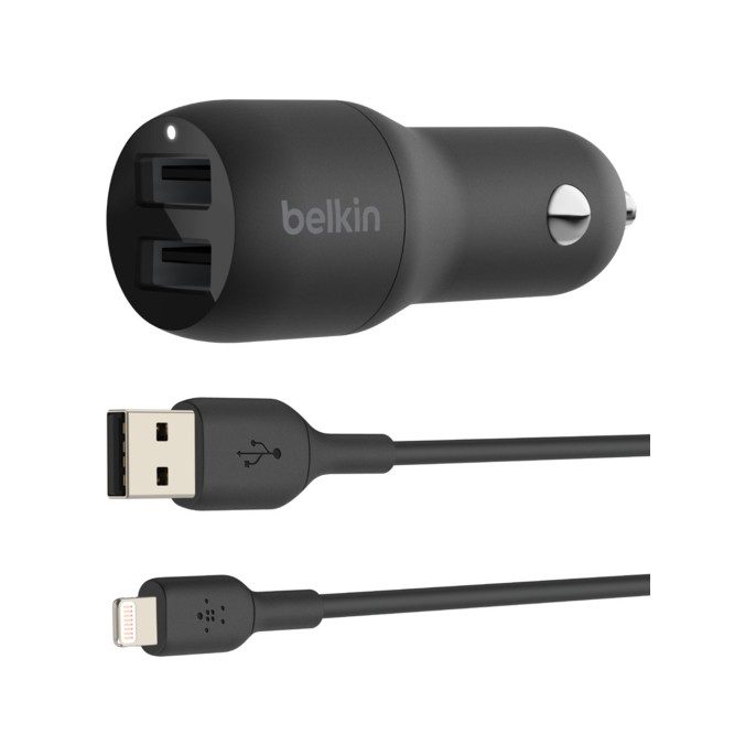 Belkin boost↑charge™ dual usb car charger + lightning kabel - 24w