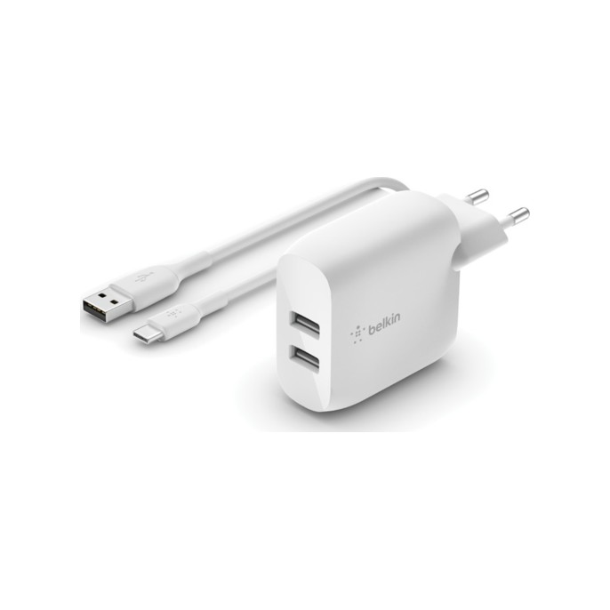 Belkin boost↑charge™ dual usb wall charger + usb-c kabel - 24w