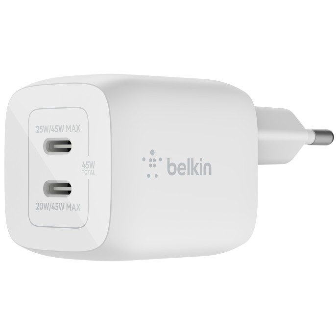 Belkin boost↑charge™ gan pro adapter 2 poorts - usb-c - 45w - wit