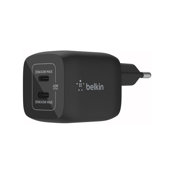 Belkin boost↑charge™ gan pro adapter 2 poorts - usb-c - 45w - zwart