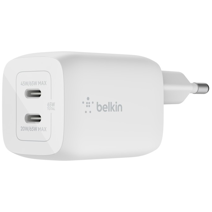 Belkin boost↑charge™ gan pro adapter 2 poorts - usb-c - 65w - wit