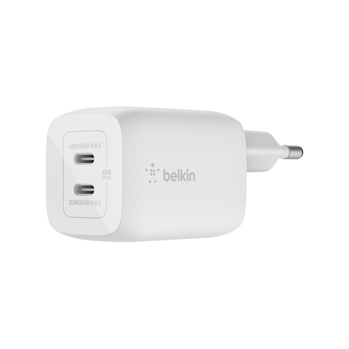 Belkin boost↑charge™ gan pro adapter 2 poorts - usb-c - 65w - wit