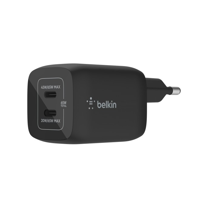 Belkin boost↑charge™ gan pro adapter 2 poorts - usb-c - 65w - zwart