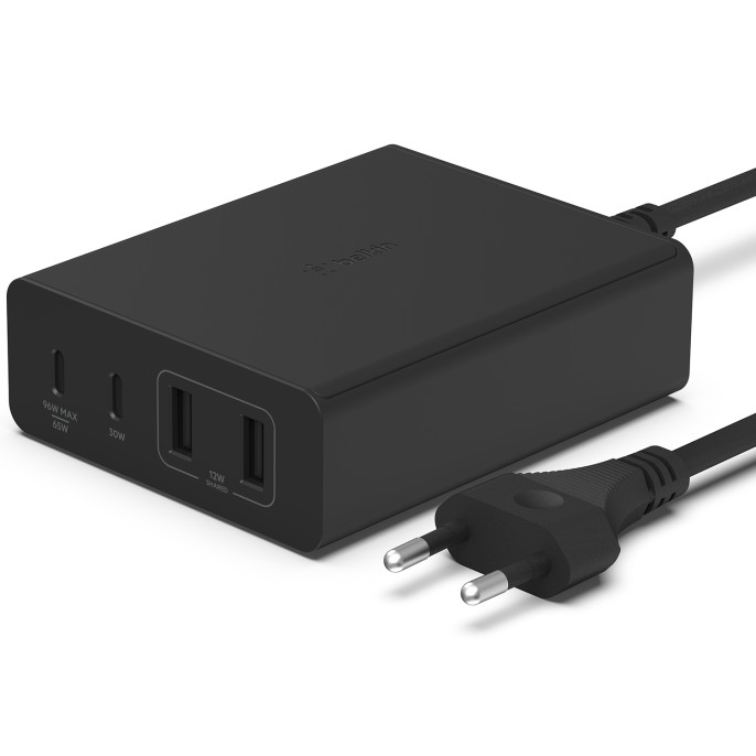 Belkin boost↑charge™ gan pro adapter 4 poorts - usb -a (2x) en usb-c (2x) - 108w - zwart