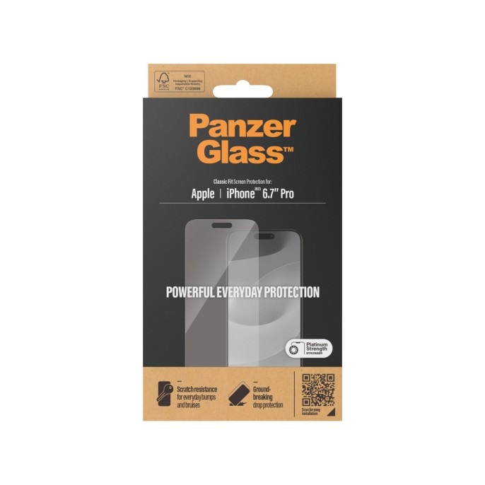 Panzerglass anti-bacterial screenprotector iphone 15 pro max