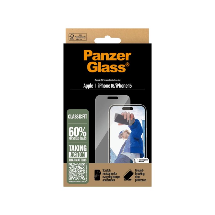 Panzerglass anti-bacterial screenprotector iphone 16