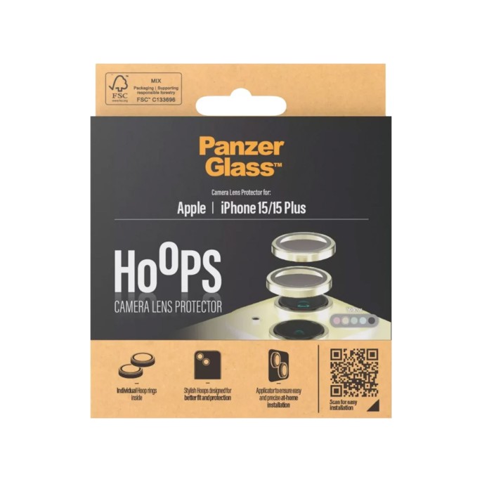 Panzerglass camera protector hoop optic rings iphone 15 / 15 plus - yellow