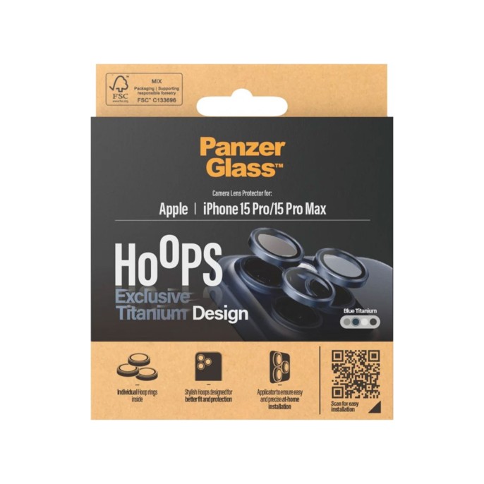 Panzerglass camera protector hoop optic rings iphone 15 pro / 15 pro max - blue titanium