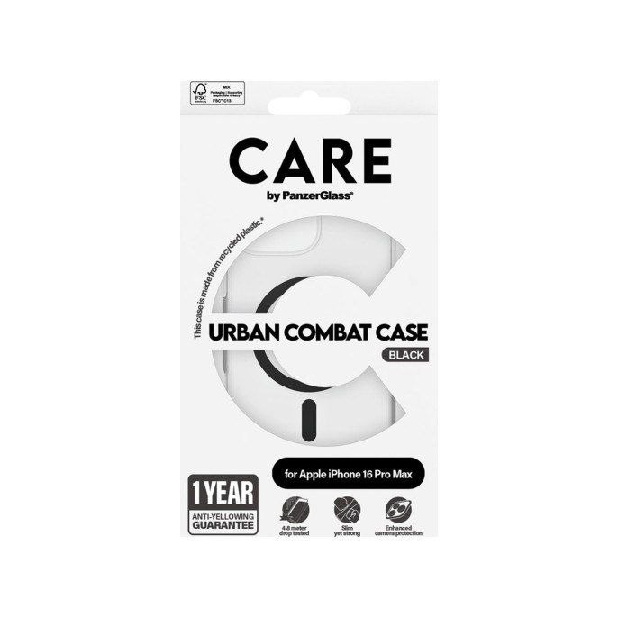 Panzerglass care urban combat case magsafe iphone 16 pro max - transparant / zwart