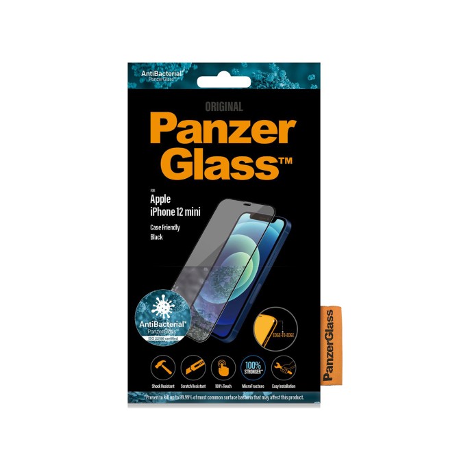 Panzerglass case friendly screenprotector iphone 12 mini - zwart