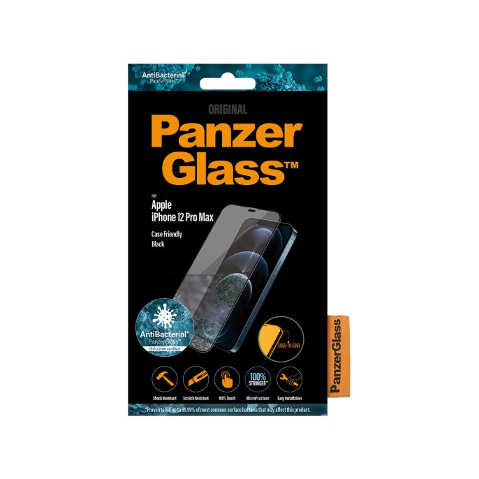 Panzerglass case friendly screenprotector iphone 12 pro max - zwart